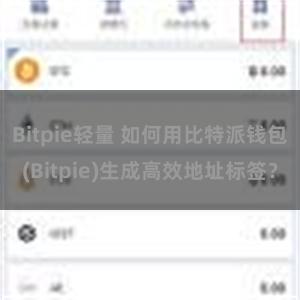 Bitpie轻量 如何用比特派钱包(Bitpie)生成高效地址标签？