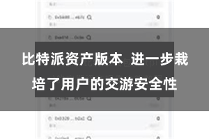 比特派资产版本  进一步栽培了用户的交游安全性